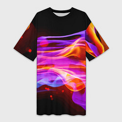 Футболка женская длинная Abstract colorful waves, цвет: 3D-принт