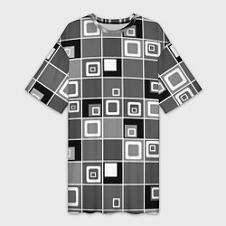 Женская длинная футболка Geometric shapes черно-белый