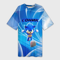 Футболка женская длинная Sonic абстракция, цвет: 3D-принт