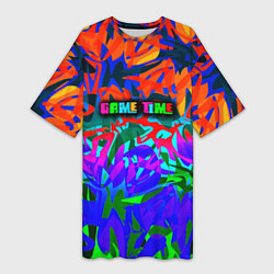 Футболка женская длинная Game time Абстрактный пятнистый узор, цвет: 3D-принт