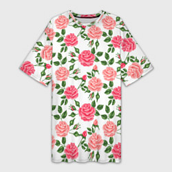 Женская длинная футболка SOFT PINK ROSES