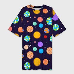 Женская длинная футболка Солнечная Система Планет