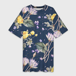 Женская длинная футболка Цветы Летняя Мечта