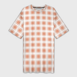 Женская длинная футболка Light beige plaid fashionable checkered pattern