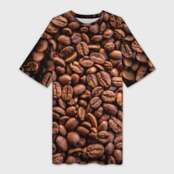 Женская длинная футболка Зерна жареного кофе