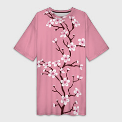 Женская длинная футболка Нежность сакуры