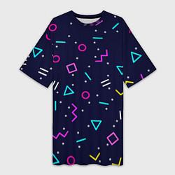 Женская длинная футболка Neon geometric shapes