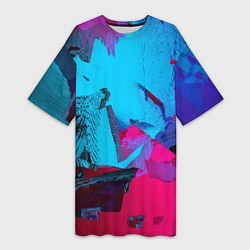 Женская длинная футболка Авангардная фрактальная композиция - Глитч