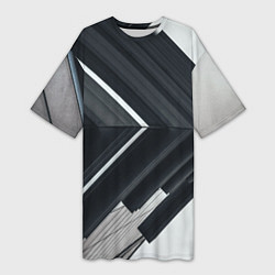 Женская длинная футболка Абстрактные геометрические линии - Белый