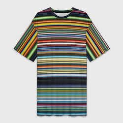 Женская длинная футболка Абстрактное множество разноцветных линий