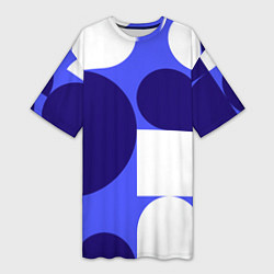 Женская длинная футболка Абстрактный набор геометрических фигур - Синий фон