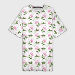 Женская длинная футболка Садовые розы, паттерн