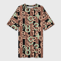 Женская длинная футболка Коричневый узор Математика темный фон