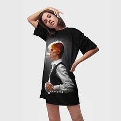 Футболка женская длинная David Bowie - Thin White Duke, цвет: 3D-принт — фото 2