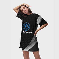 Футболка женская длинная Volkswagen абстракция, цвет: 3D-принт — фото 2