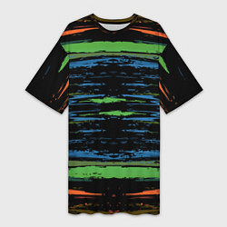 Женская длинная футболка Мазки цветной краской paint strokes abstract