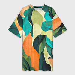 Футболка женская длинная Multicoloured camouflage, цвет: 3D-принт