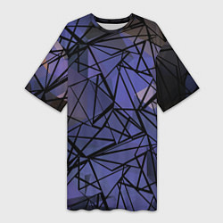 Женская длинная футболка Blue with black stripes pattern