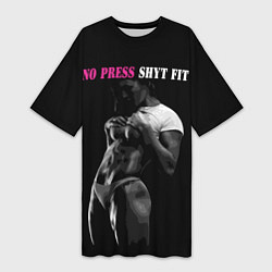 Футболка женская длинная NO PRESS SHYT FIT, цвет: 3D-принт
