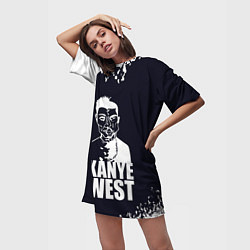 Футболка женская длинная Kanye west - tuxtera брызги, цвет: 3D-принт — фото 2