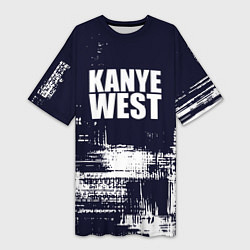 Футболка женская длинная Kanye west - краска, цвет: 3D-принт