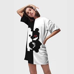 Футболка женская длинная Monokuma pixel, цвет: 3D-принт — фото 2