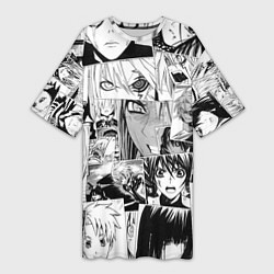 Футболка женская длинная D Gray man pattern, цвет: 3D-принт
