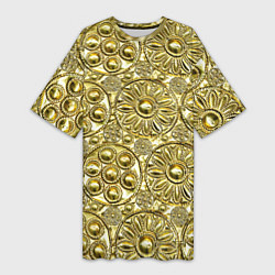 Женская длинная футболка Золотая чеканка - текстура