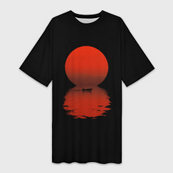 Футболка женская длинная Закат красного солнца, цвет: 3D-принт
