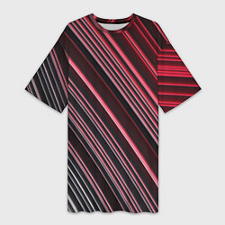 Женская длинная футболка Абстрактные неоновые линии и полосы