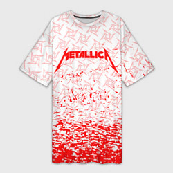 Футболка женская длинная Metallica - брызги, цвет: 3D-принт