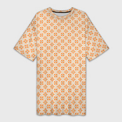 Женская длинная футболка Оранжевые геометрические цветы