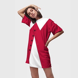 Футболка женская длинная Новогодний костюм Буратино Красная курточка, цвет: 3D-принт — фото 2