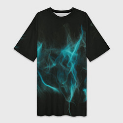 Женская длинная футболка Абстрактный голубой дым