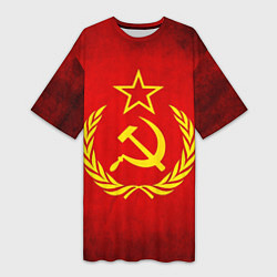 Футболка женская длинная СССР - старый флаг, цвет: 3D-принт