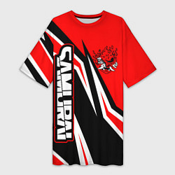 Женская длинная футболка Samurai - Киберпанк 2077 - Красный спорт