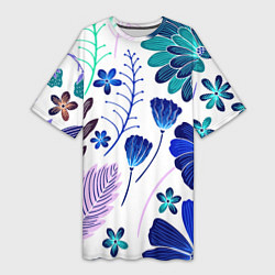 Женская длинная футболка Графичная растительная композиция
