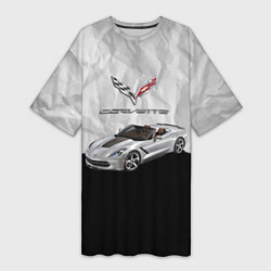 Футболка женская длинная Chevrolet Corvette - motorsport, цвет: 3D-принт