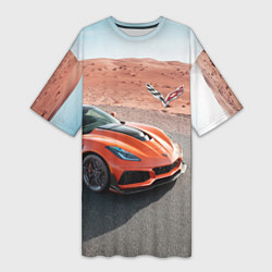 Женская длинная футболка Chevrolet Corvette - Motorsport - Desert