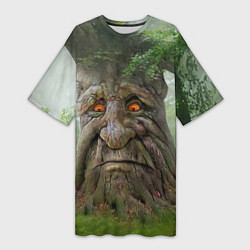 Женская длинная футболка Мудрое таинственное дерево
