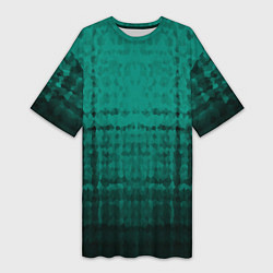 Женская длинная футболка Мозаичный узор в черно -зеленых тонах
