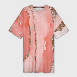 Женская длинная футболка Розовое золото акварель