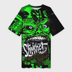 Футболка женская длинная Slipknot - green monster по, цвет: 3D-принт