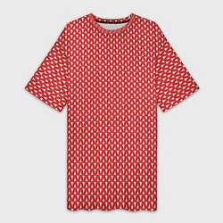 Женская длинная футболка Вязанное полотно - Красное