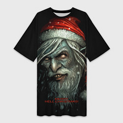 Женская длинная футболка Merry hill, Christmas, dark Santa