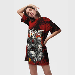 Футболка женская длинная Slipknot rock, цвет: 3D-принт — фото 2
