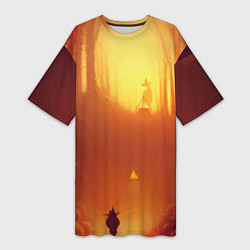Женская длинная футболка Темная ведьма колдует в жутком лесу