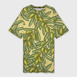 Женская длинная футболка Винтажные ветви оливок