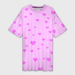 Женская длинная футболка Сердечки розовые абстракция
