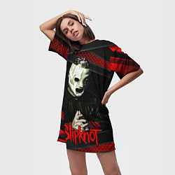 Футболка женская длинная Slipknot black & red, цвет: 3D-принт — фото 2